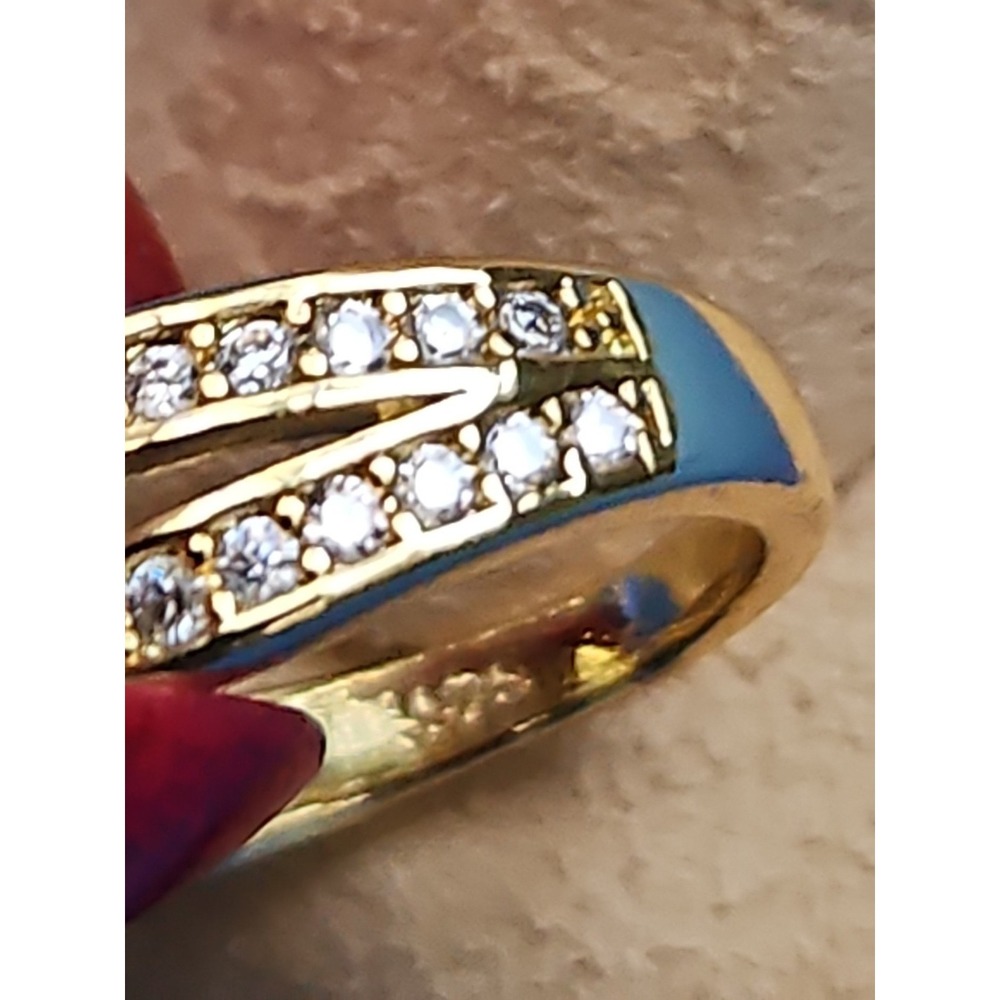 Gold Over Sterling Silver CZ Engagement Ring 8mm Split Shank Vermeil Size 7 - Picture 2 of 7